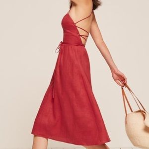 Reformation Red Linen Dress size 2